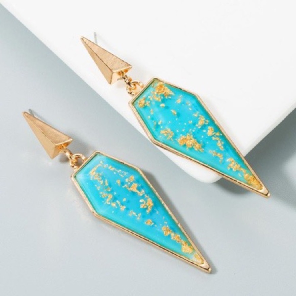 New! Fashion gold turquoise dangle earrings